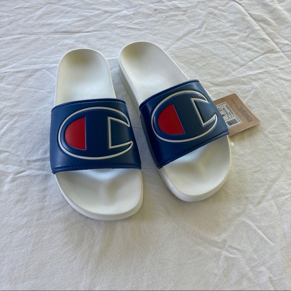 mens white champion slides